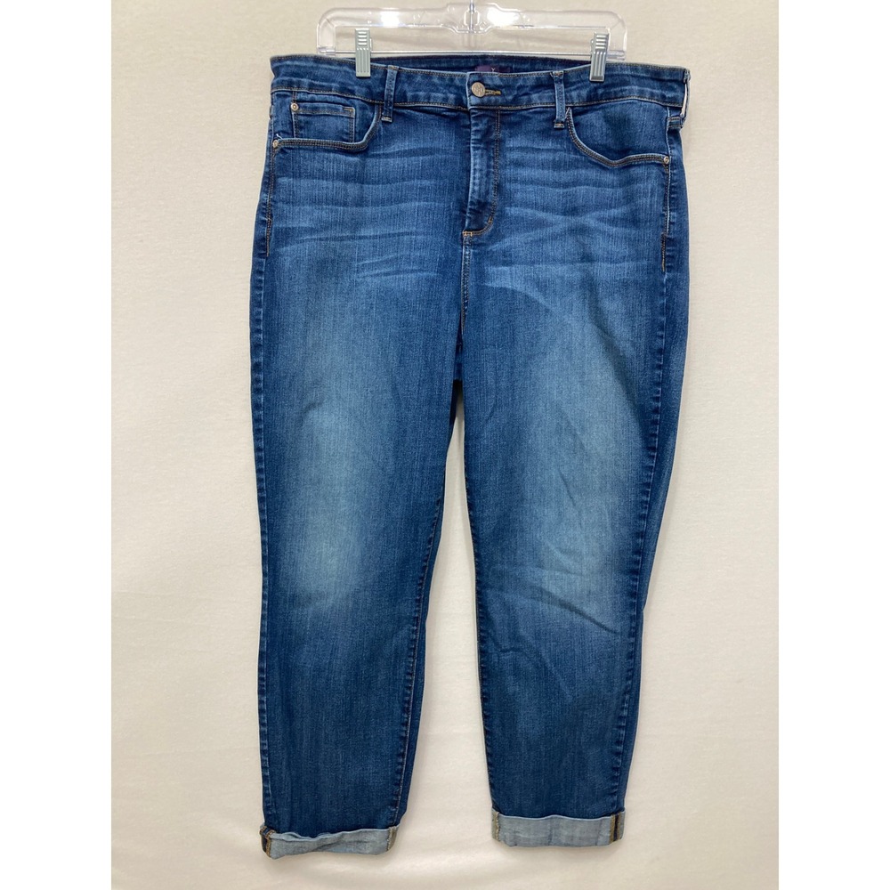 NYDJ Boyfriend Jeans size 18W Blue Medium Wash Cuffed Mid Rise Relaxed